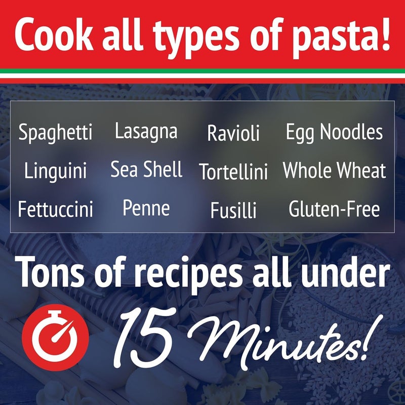 Fasta Pasta Microwave Pasta Cooker- The Original (2PK)- Cooks up to 4 Servings- No Mess, Sticking or Waiting For Boil- Perfect Al Dente Pasta Every Time- For Dorms, Kitchens, Offices- Made in the USA - Image 4